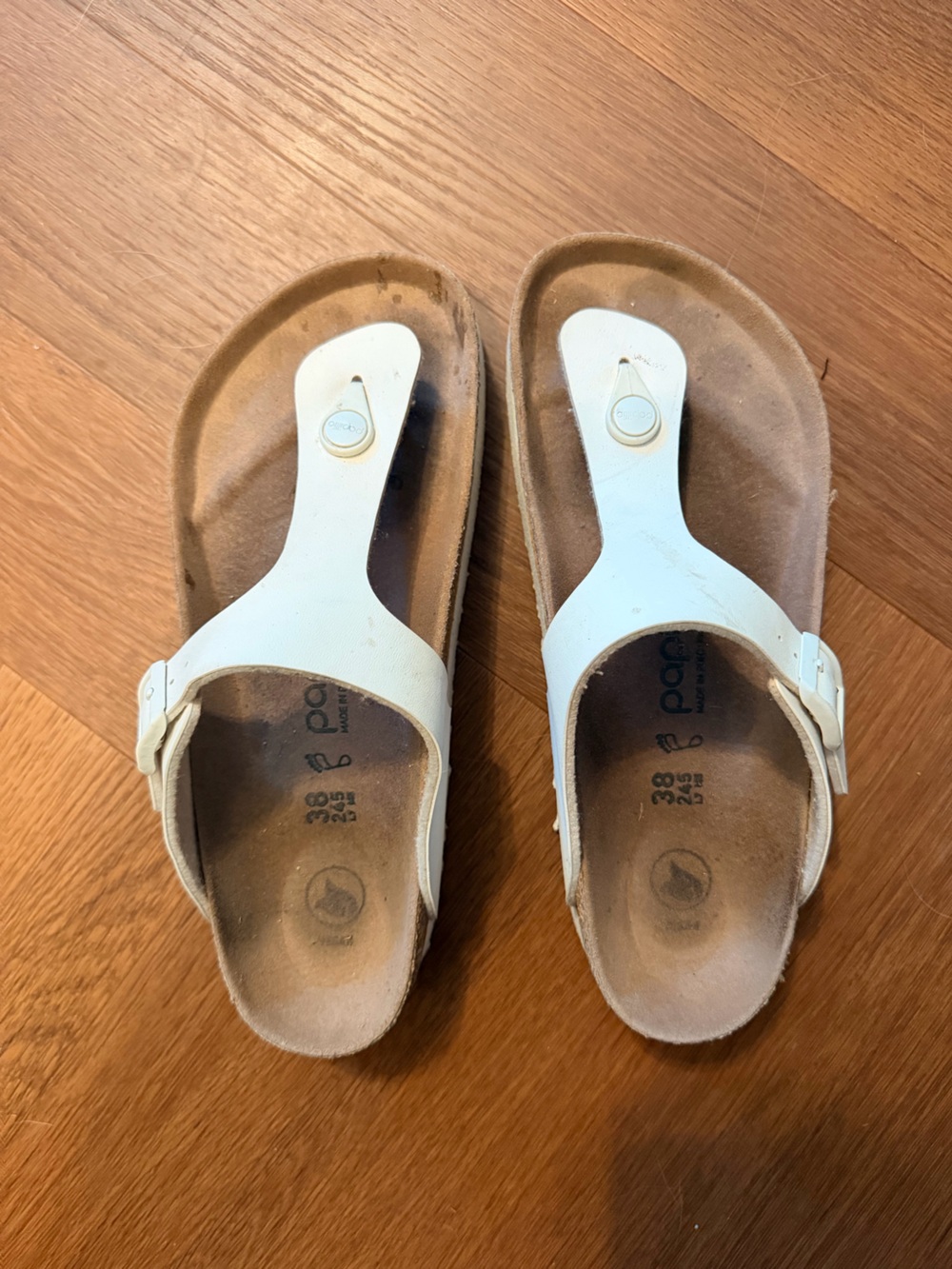 Birkenstock Papillio Gizeh White Platform Thong Sandals Size 38